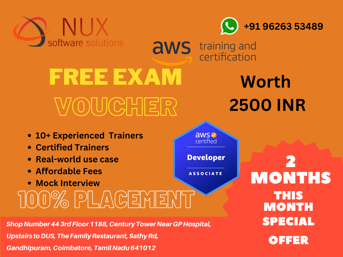 Best AWS Certified Developer - Associate - Training & Certification on  Redhat Linux Windows Hacking Cyber security CCNA AWS Cloud Computing DevOps  Docker Citrix Kali Linux Android Hacking - NUX SOFTWARE SOLUTIONS